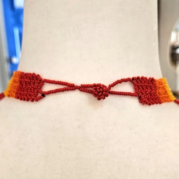 NATIVE AMERICAN SEAD BEAD NECKLACE- Multi-colored Beads. - Picture 2 of 3